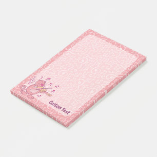 Rosa Katt med Violin Postit Notes Post-it Block
