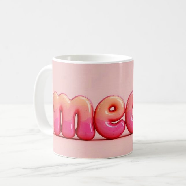 Rosa katt mjau-mugg. kaffemugg (Framsida vänster)