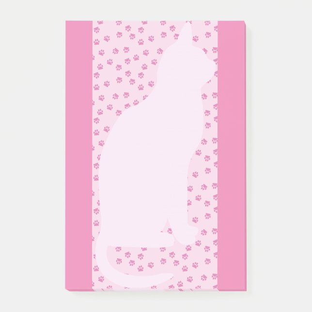 Rosa katt och tassar post-it block (Framsida)