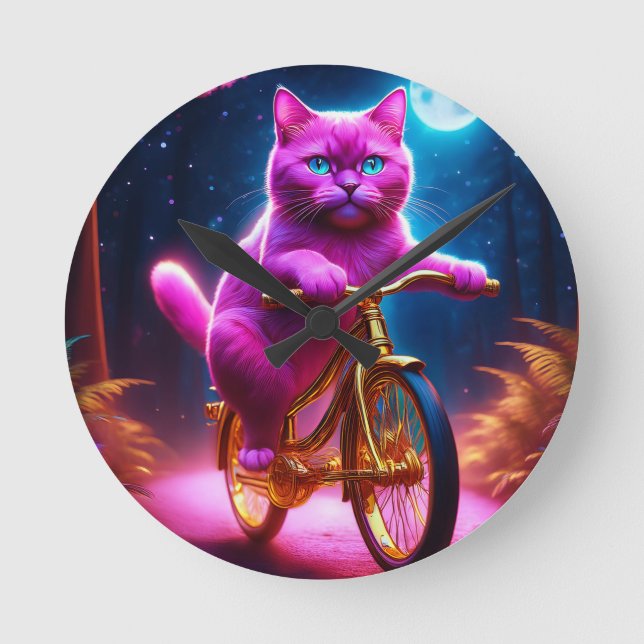 Rosa Katt på en gyllene cykellscena Väg Rund Klocka (Framsida)