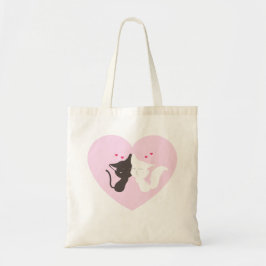 Rosa katt söt design tote bags tygkasse