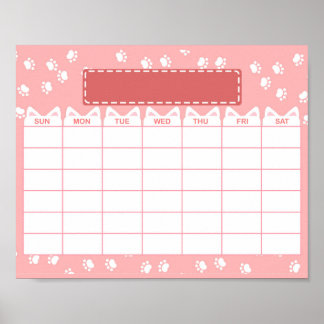 Rosa katt tema tom månadskalender poster