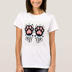 Rosa kattavtryck t-shirt Söt husdjursälskare tee