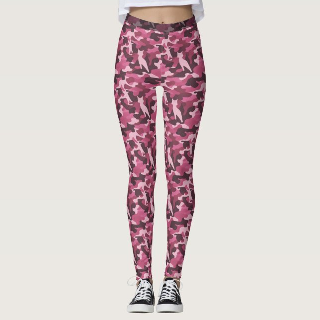 Rosa Kattdjur Camouflage (Mönster 1) Leggings (Framsida)