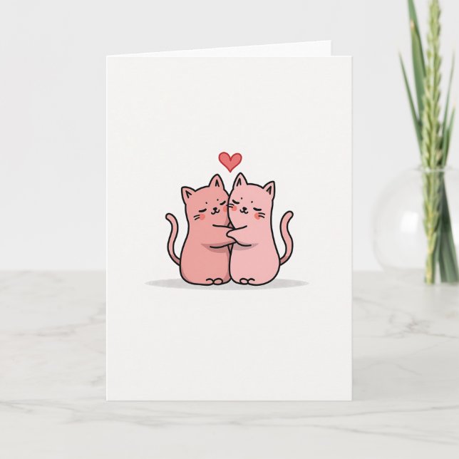 Rosa katter älskar Hug-kort Kort (Framsida)