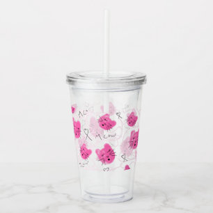 Rosa katter Klappa Miau Monogram Mig Take Away Mugg