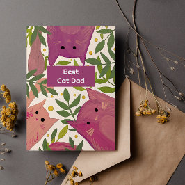 Rosa katter och grenar Bästa kattpappa julkort