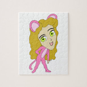 rosa kattflicka pussel