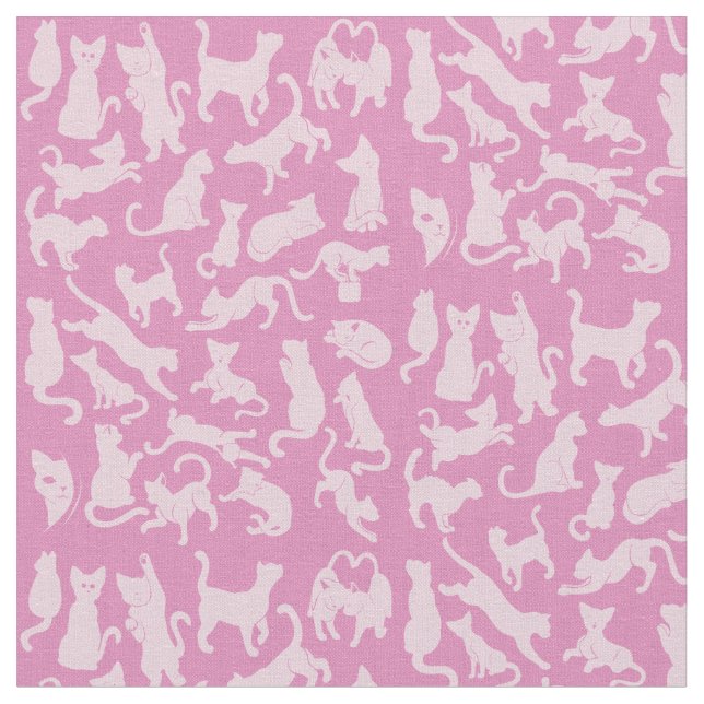 Rosa Kattmönster Tyg (Närbild)