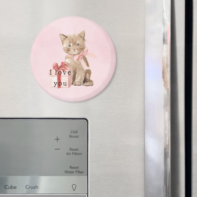 Rosa kattpresent kärlek magnet (In Situ (Fridge))
