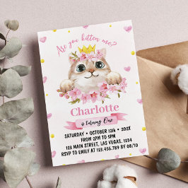 Rosa Kattunge födelsedagsinbjudan Inbjudningar