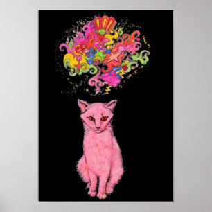 Rosa Kattunge har Psychedelic Thoughts Poster
