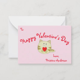 Rosa Kattunge Kärlek Alla hjärtans dag Affärskort  Anteckningskort