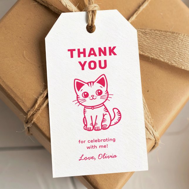 Rosa kattunge tack presentetikett (Skapare uppladdad)