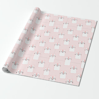 Rosa Kattunge Wrapping Papprare Presentpapper