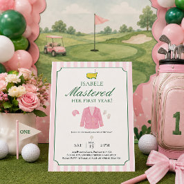 Rosa kavaj golf första födelsedagsinbjudan tack kort