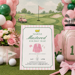 Rosa kavaj golf första födelsedagsinbjudan tack kort