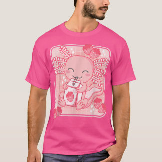 Rosa Kawaii Aesthetic Aolotl Japanska jordgubbsbär T Shirt