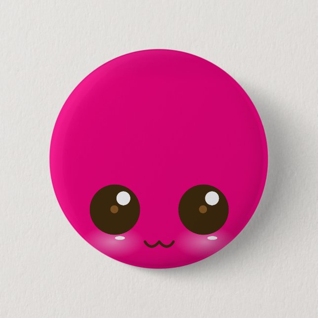 Rosa Kawaii Ansikte Knapp (Framsida)