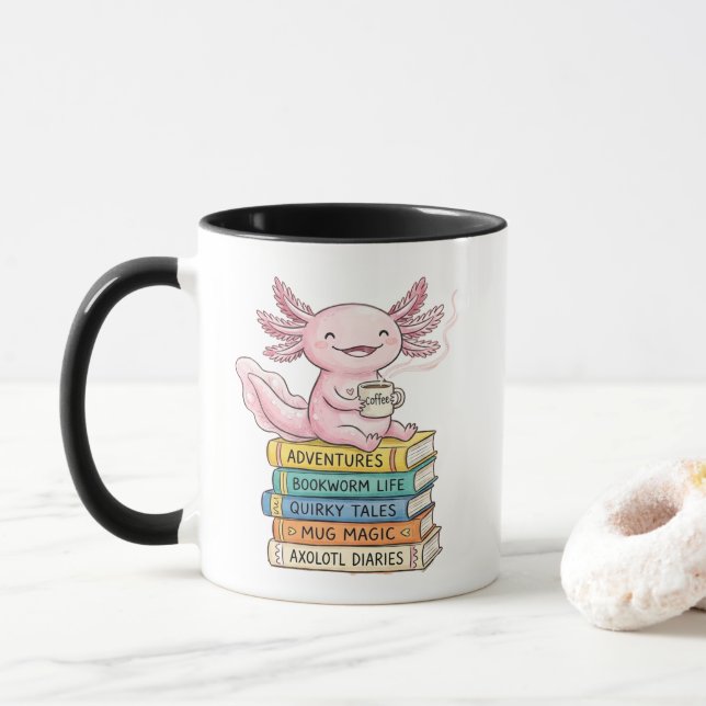 Rosa Kawaii Axolotl Mugg - Söt Just A Girl Present (Med munk)