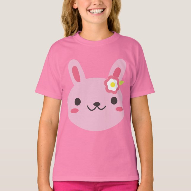 Rosa Kawaii Bunny T-shirt (Framsida)