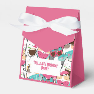 Rosa Kawaii Cats Bassäng Födelsedagsfest Presentaskar