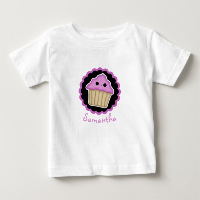 Rosa Kawaii Cuptårta Småbarn Shirt T-shirt (Framsida)