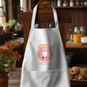 Rosa Kawaii Donuts Endast Cook Hål Mat Förkläde