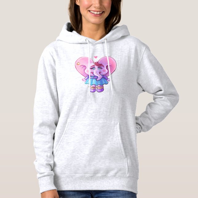 Rosa Kawaii Elephant i Kärlek T Shirt (Framsida)