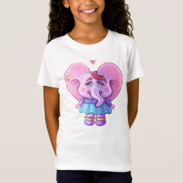 Rosa Kawaii Elephant i Kärlek T Shirt