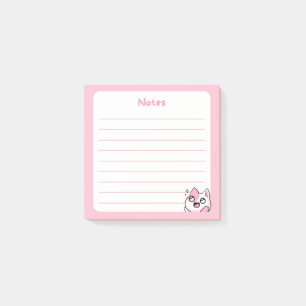 Rosa Kawaii Exced Kattunge med Sparkly ögon Post-it Block