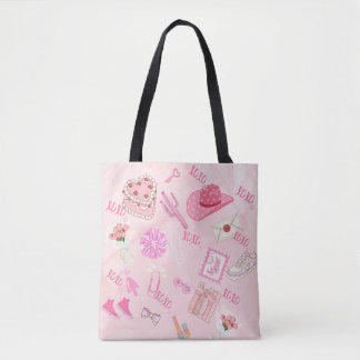 Rosa Kawaii flickig Totebag. Tygkasse