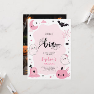 Rosa Kawaii Halloween Spök Födelsedagsfest Inbjudningar