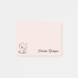 Rosa Kawaii Katt Personlig Text Post-it Block