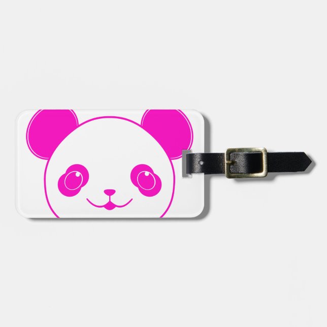 Rosa Kawaii Panda Bear Bagagebricka (Horisontell Framsida)