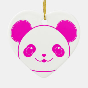 Rosa Kawaii Panda Bear Julgransprydnad Keramik