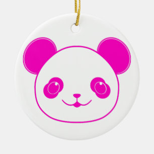 Rosa Kawaii Panda Bear Julgransprydnad Keramik