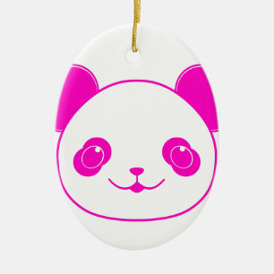 Rosa Kawaii Panda Bear Julgransprydnad Keramik