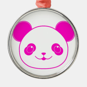 Rosa Kawaii Panda Bear Julgransprydnad Metall