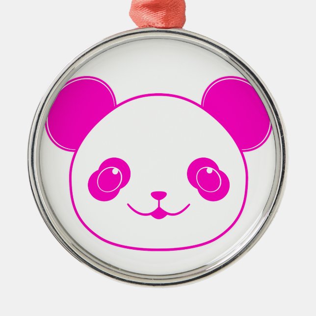 Rosa Kawaii Panda Bear Julgransprydnad Metall (Framsidan)