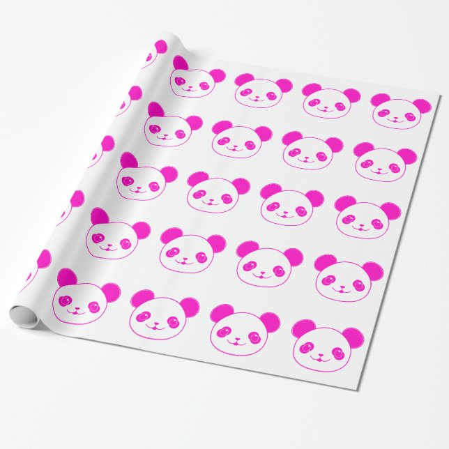 Rosa Kawaii Panda Bear Presentpapper (Utrullad)