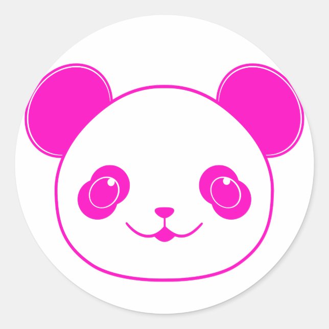 Rosa Kawaii Panda Bear Runt Klistermärke (Framsida)