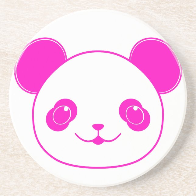 Rosa Kawaii Panda Bear Underlägg Sandsten (Framsidan)