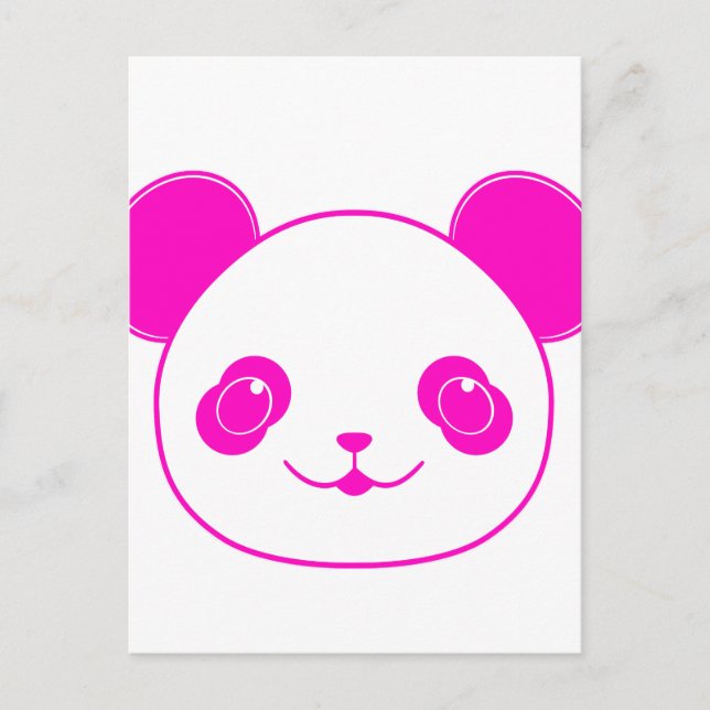 Rosa Kawaii Panda Bear Vykort (Framsida)