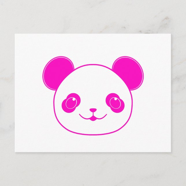 Rosa Kawaii Panda Björn Vykort (Framsida)