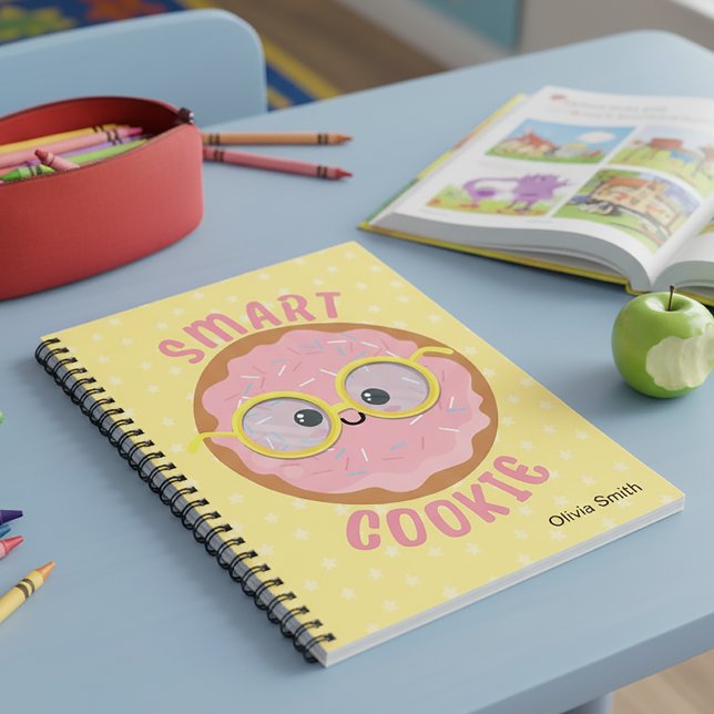 Rosa Kawaii Smart Cookie Anteckningsbok (These smart cookie notebooks are fresh out of the oven)