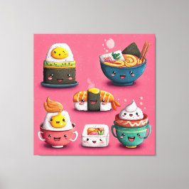 Rosa Kawaii Sushi Festival Canvastryck