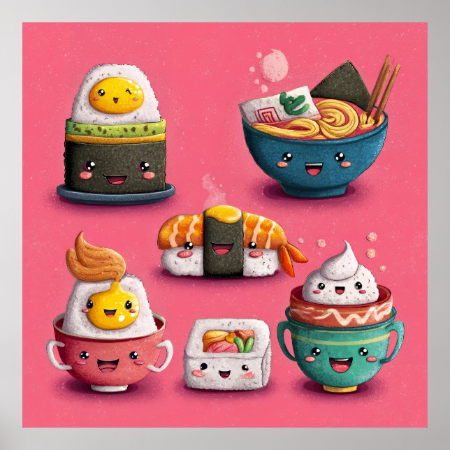 Rosa Kawaii Sushi Festival Poster (Framsidan)