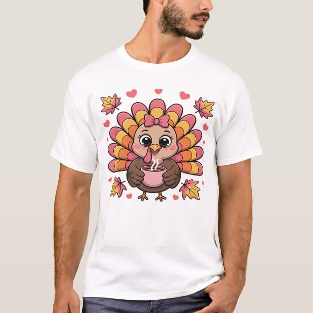 rosa kawaii thanksgiving kalkon Classic T-Shirt (Framsida)