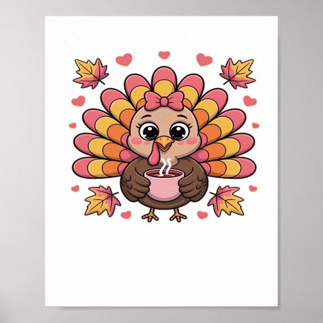 rosa kawaii thanksgiving turkey Classic T-Shirt Poster (Framsidan)